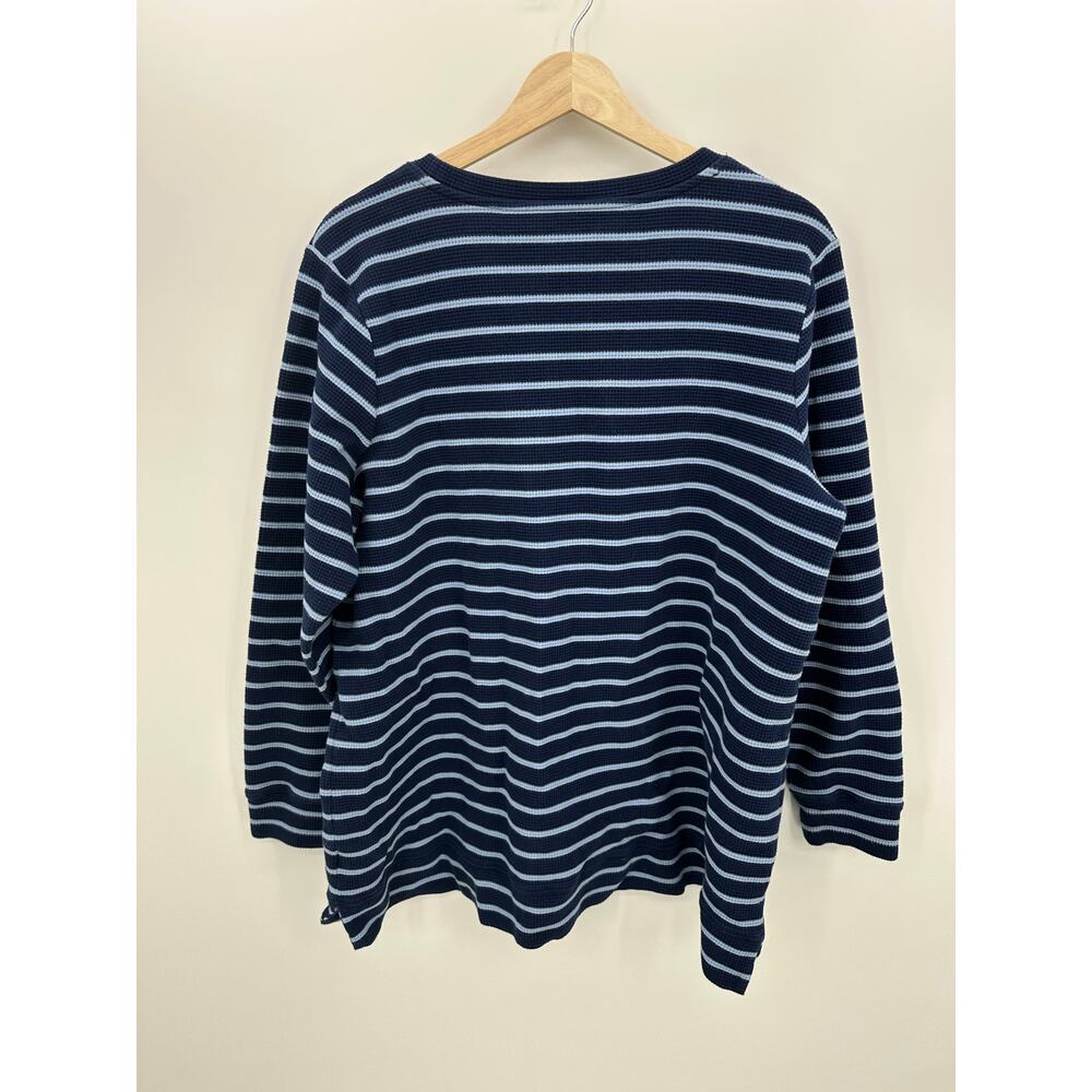 Lands' End Women Blue Striped Long Sleeve Thermal Tunic Knit Thick Shirt Size 1X - Picture 2 of 6